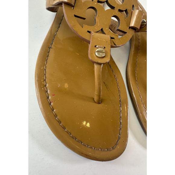 Tory Burch Miller Leather Thong Sandals Tan Beige Flip Flops Women's Size 9 M - Picture 3 of 16